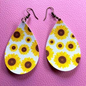Sunflower faux leather earrings